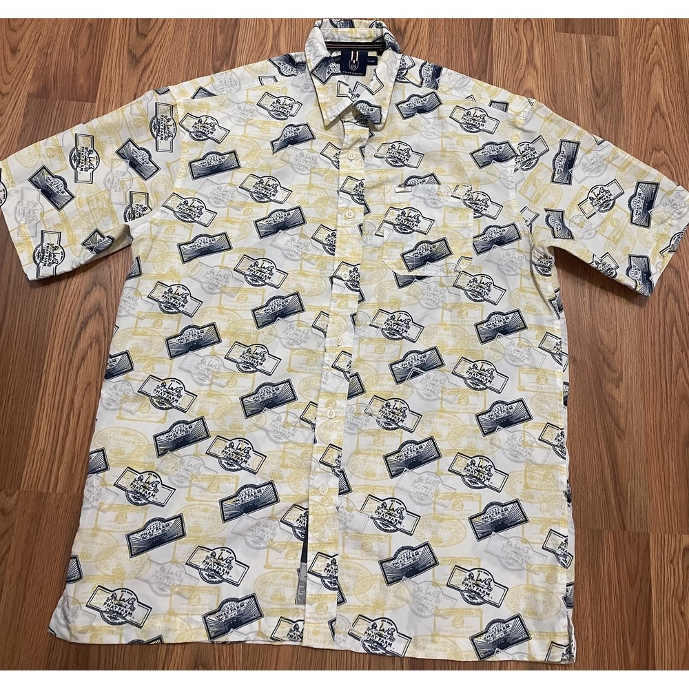 Phat Farm Shirt Mens Medium Logo Print Button Up Hip Hop 90s